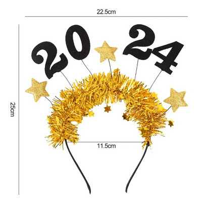 Laimīgu Jauno gadu 2024. gada galvas saite, mirdzoša flitera Ziemassvētku galvassega bērniem, pieaugušajiem, Ziemassvētku vecgada ballīte, matu aksesuāri, foto rekvizīti
