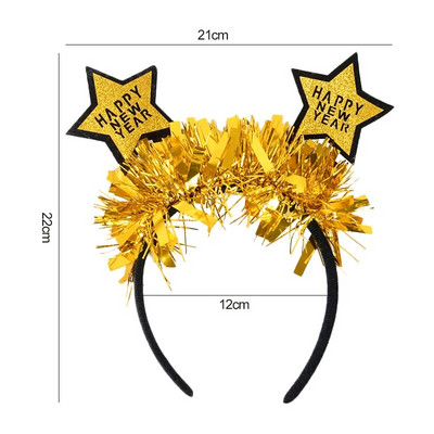 Laimīgu Jauno gadu 2024. gada galvas saite, mirdzoša flitera Ziemassvētku galvassega bērniem, pieaugušajiem, Ziemassvētku vecgada ballīte, matu aksesuāri, foto rekvizīti