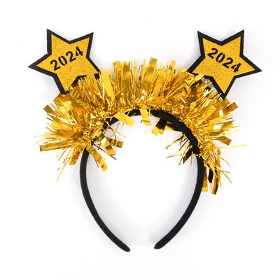 Laimīgu Jauno gadu 2024. gada galvas saite, mirdzoša flitera Ziemassvētku galvassega bērniem, pieaugušajiem, Ziemassvētku vecgada ballīte, matu aksesuāri, foto rekvizīti