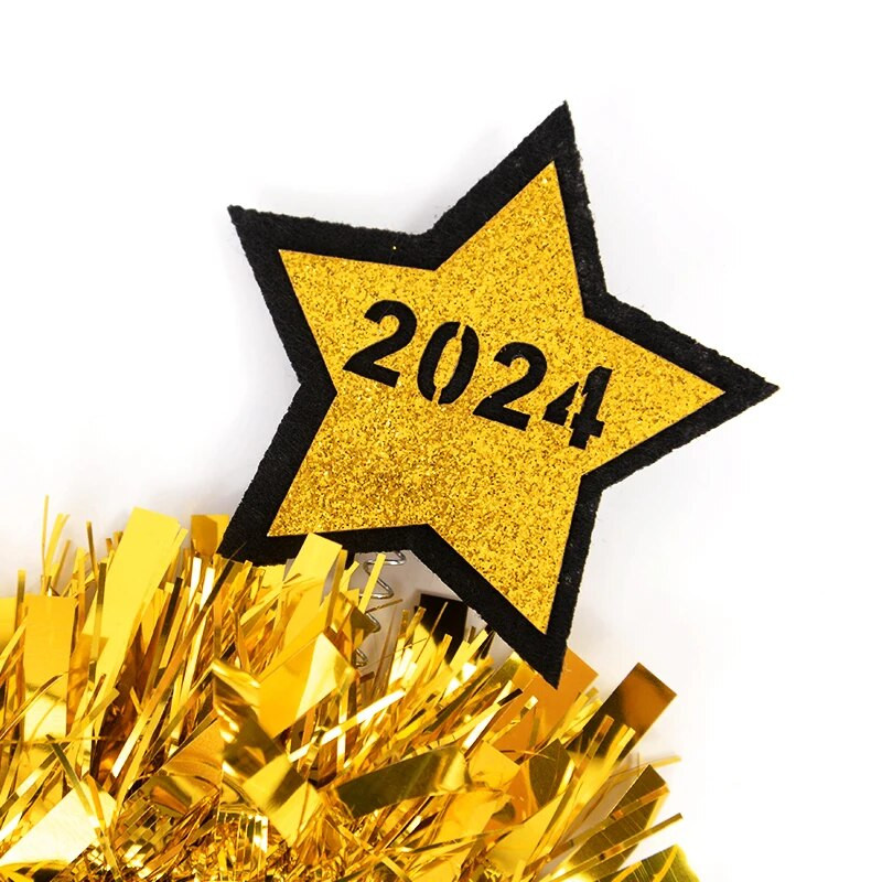 Laimīgu Jauno gadu 2024. gada galvas saite, mirdzoša flitera Ziemassvētku galvassega bērniem, pieaugušajiem, Ziemassvētku vecgada ballīte, matu aksesuāri, foto rekvizīti