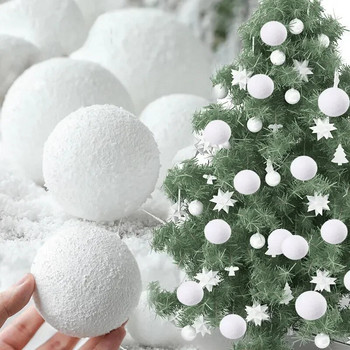 Коледни топки от бяла пяна Орнаменти за коледно дърво Висяща топка с висулка Празнична Нова година Сватбено парти Консумативи за декорация на дома