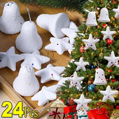 24/6 tk valgest vahtplastist jõulupallid ümmargused tähekellad jõulukuul rippuvad ripatsehted aastavahetuse peo kodukaunistamise tarvikud