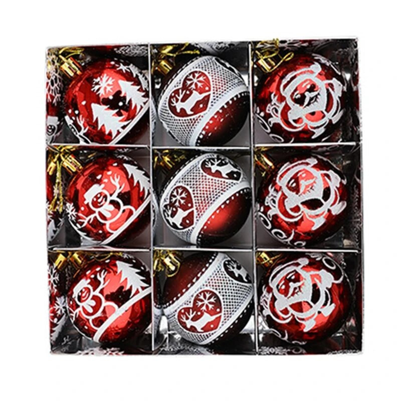 67JE Božićne viseće kuglice 9 kom. Pakiranje poklon kutije za Božićno drvce Kućna zabava Spavaća soba Unutrašnja vanjska dekoracija Ukrasi