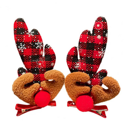 2gab Jauka Ziemassvētku aļņa ausu matu sprādze Sieviešu meitenei Ziemassvētku vecīša matadata Ziemassvētku ballītes stieņi bērniem Kospleja galvassegas Jaungada dāvana