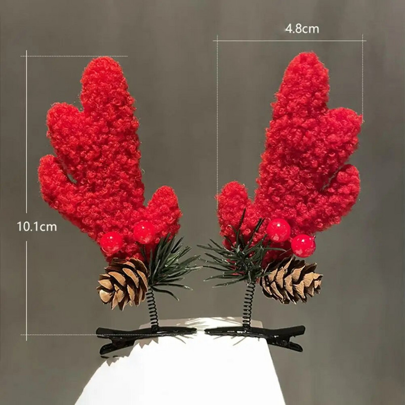 2gab Jauka Ziemassvētku aļņa ausu matu sprādze Sieviešu meitenei Ziemassvētku vecīša matadata Ziemassvētku ballītes stieņi bērniem Kospleja galvassegas Jaungada dāvana