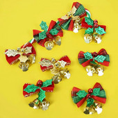 6db karácsonyi masni harangokkal Mini csokorcsomó-dísz, karácsonyi fára akasztó koszorú csípős díszek, ajándékcsomagoló díszek