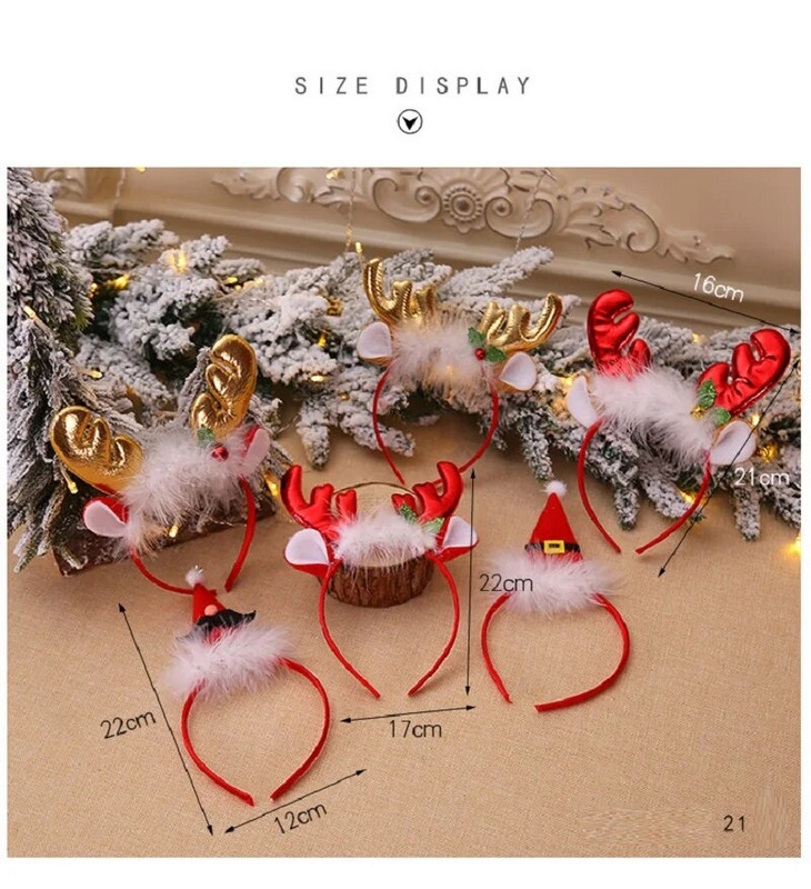 Modes Ziemassvētki, sarkani bantiņi, galvassegas, sievietes, meitenes, klasiski elastīgi, ziemeļbriežu ragi, Ziemassvētku vecīša matu stīpa Ziemassvētku balle galvassegas ballītei