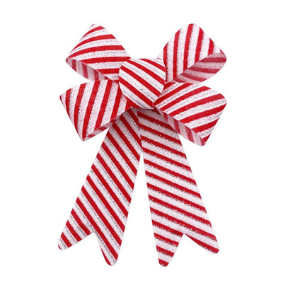 Sarkanbaltsarkana svītraina Ziemassvētku eglīte ar lielu loku rotājumiem šaušanas rekvizīti Iepirkšanās centra logi Brīvdienu piederumi