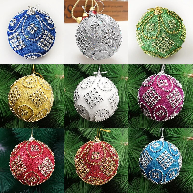 Nove sretne božićne kuglice sa vještačkim kamenčićima Kuglice za drvce Dekoracije Kreativno kućno božićno drvce Viseće kuglice od pjene Ukrasi
