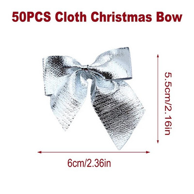 50 komada Božićne mašne Božićni viseći ukrasi Zlatno Crvena Srebrna mašna Ukrasi za božićno drvce Nova godina 2024. Navidad Noel