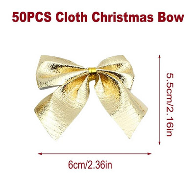 50 komada Božićne mašne Božićni viseći ukrasi Zlatno Crvena Srebrna mašna Ukrasi za božićno drvce Nova godina 2024. Navidad Noel