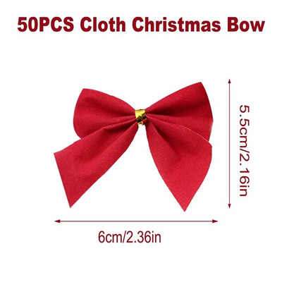 50 komada Božićne mašne Božićni viseći ukrasi Zlatno Crvena Srebrna mašna Ukrasi za božićno drvce Nova godina 2024. Navidad Noel