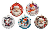 Okrugli akrilni ukrasi Djeda Mraza Kuglice za božićno drvce Ukrasi Božićni ukrasi Ravni pribor za božićno drvce otporan na udarce