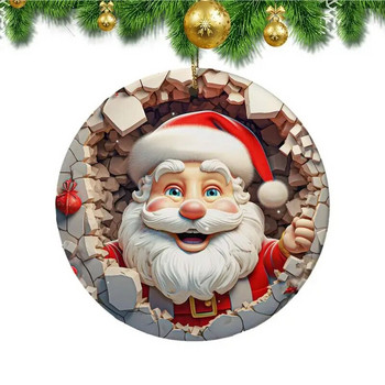 Кръгли акрилни декорации на Дядо Коледа Топки за коледно дърво Орнаменти Коледни декорации Плоски нечупливи аксесоари за коледно дърво
