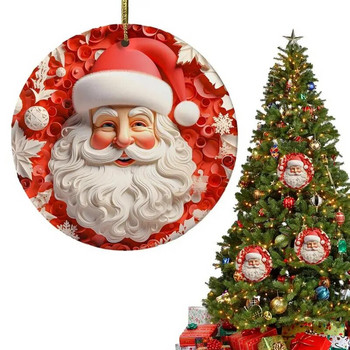 Кръгли акрилни декорации на Дядо Коледа Топки за коледно дърво Орнаменти Коледни декорации Плоски нечупливи аксесоари за коледно дърво