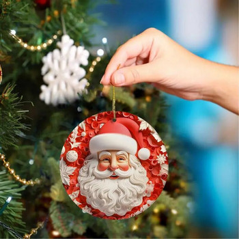 Στρογγυλά ακρυλικά διακοσμητικά για το χριστουγεννιάτικο δέντρο Χριστουγεννιάτικα στολίδια Χριστουγεννιάτικα στολίδια Επίπεδα αξεσουάρ για χριστουγεννιάτικο δέντρο