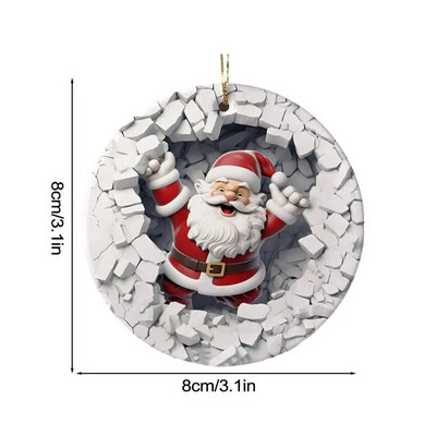 Okrugli akrilni ukrasi Djeda Mraza Kuglice za božićno drvce Ukrasi Božićni ukrasi Ravni pribor za božićno drvce otporan na udarce