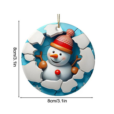 Okrugli akrilni ukrasi Djeda Mraza Kuglice za božićno drvce Ukrasi Božićni ukrasi Ravni pribor za božićno drvce otporan na udarce