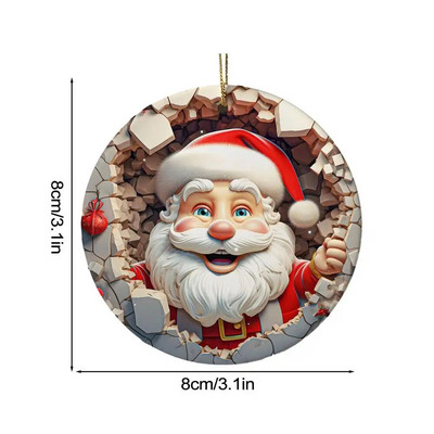 Okrugli akrilni ukrasi Djeda Mraza Kuglice za božićno drvce Ukrasi Božićni ukrasi Ravni pribor za božićno drvce otporan na udarce