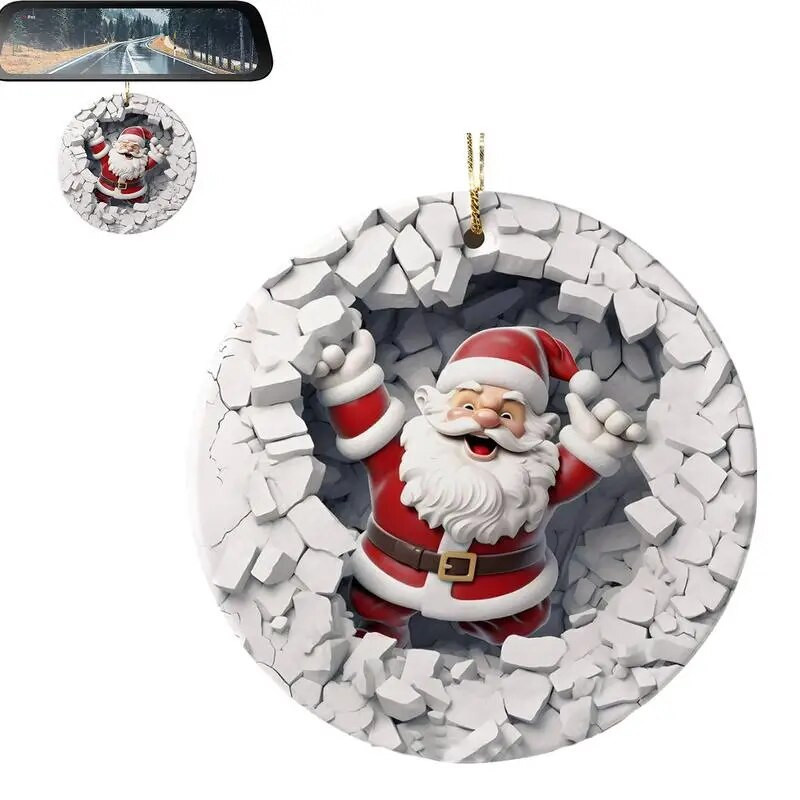 Okrugli akrilni ukrasi Djeda Mraza Kuglice za božićno drvce Ukrasi Božićni ukrasi Ravni pribor za božićno drvce otporan na udarce