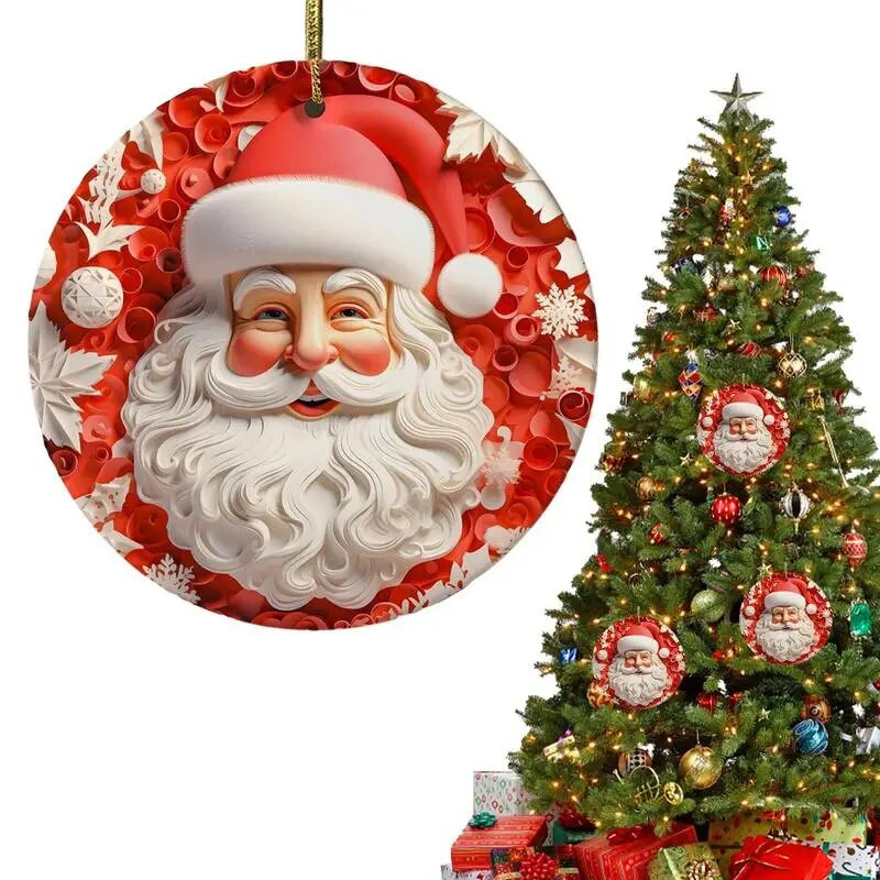 Okrugli akrilni ukrasi Djeda Mraza Kuglice za božićno drvce Ukrasi Božićni ukrasi Ravni pribor za božićno drvce otporan na udarce