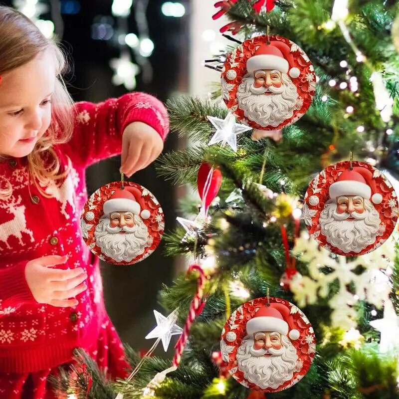 Okrugli akrilni ukrasi Djeda Mraza Kuglice za božićno drvce Ukrasi Božićni ukrasi Ravni pribor za božićno drvce otporan na udarce