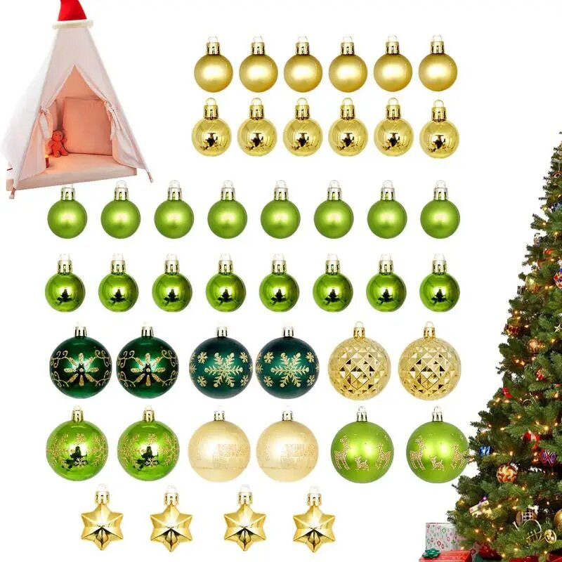 Jõulupuu pallide komplekt 44 tk purunemiskindlad kaunistused veekindlad galvaniseeritud kaunistused spetsiaalsed kartongist pühadekaunistused