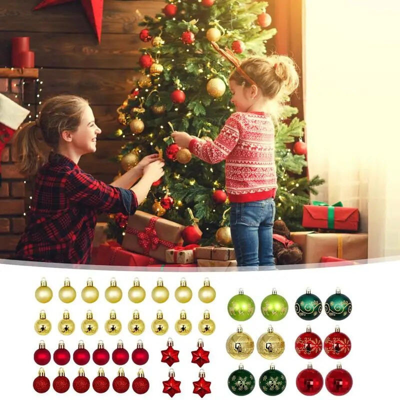 Jõulupuu pallide komplekt 44 tk purunemiskindlad kaunistused veekindlad galvaniseeritud kaunistused spetsiaalsed kartongist pühadekaunistused
