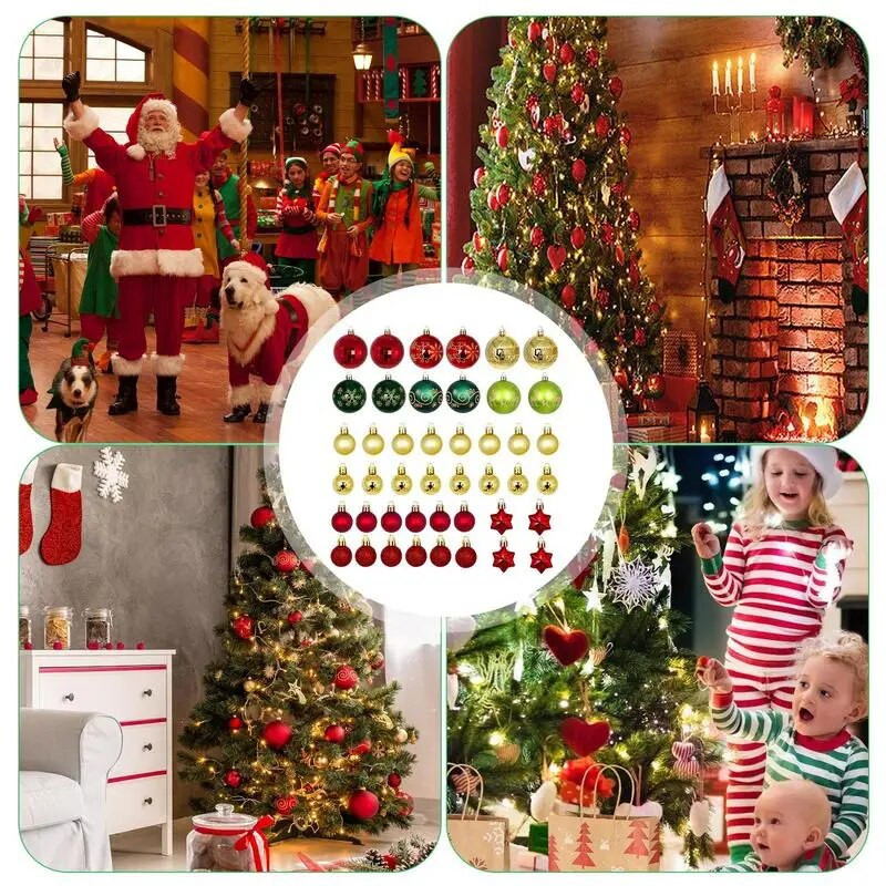 Jõulupuu pallide komplekt 44 tk purunemiskindlad kaunistused veekindlad galvaniseeritud kaunistused spetsiaalsed kartongist pühadekaunistused