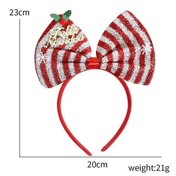 2023 Christmas Bowknot Headband Snowflake Bow Headwear Xmas Stripe Hair Band Navidad Χαρούμενα Χριστούγεννα Δώρο Μαλλιά Dec Joyeux Noel