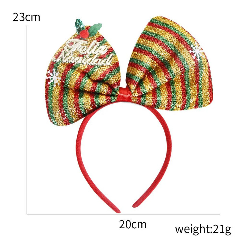 2023 Christmas Bowknot Traka za glavu Snowflake Bow Headwear Xmas Stripe Traka za kosu Navidad Merry Hritmas Gift Hair Dec Joyeux Noel