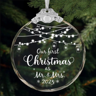 Коледен орнамент Прозрачен акрилен кръгъл висулка за висулка за коледно дърво Коледни декорации за дома Navidad 2024 Нова година