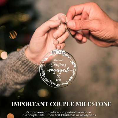 Ziemassvētku rotājums caurspīdīgs akrila apaļš kulons Ziemassvētku eglīšu kulonam Ziemassvētku rotājumi mājām Navidad 2024 Jaunais gads