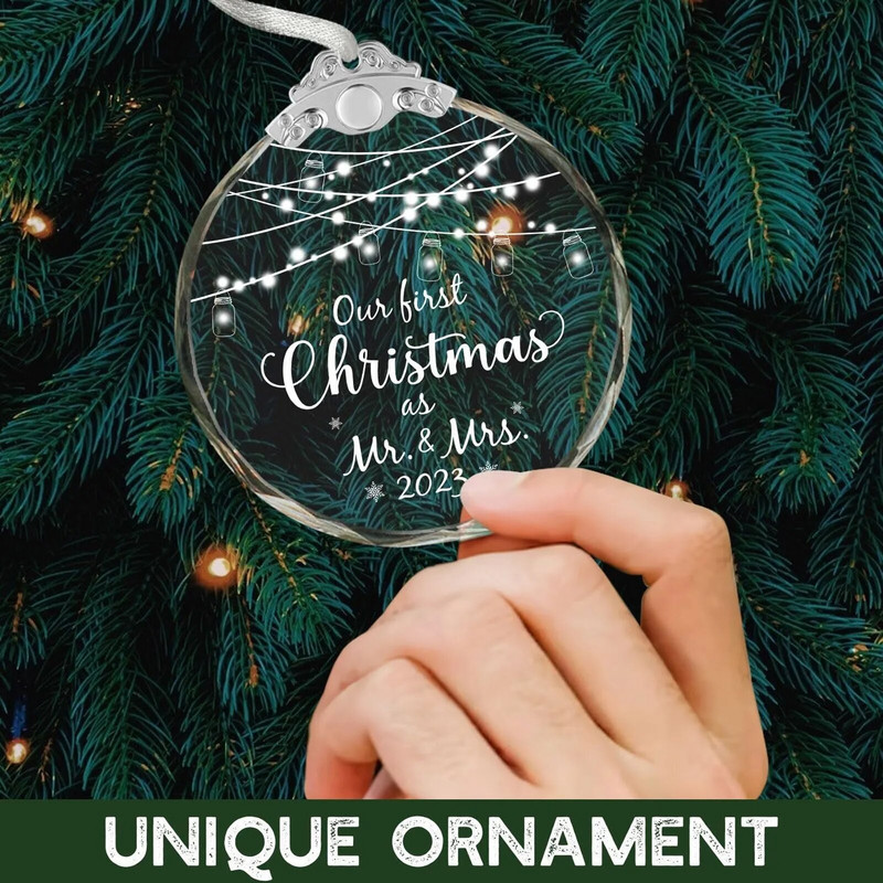 Ziemassvētku rotājums caurspīdīgs akrila apaļš kulons Ziemassvētku eglīšu kulonam Ziemassvētku rotājumi mājām Navidad 2024 Jaunais gads