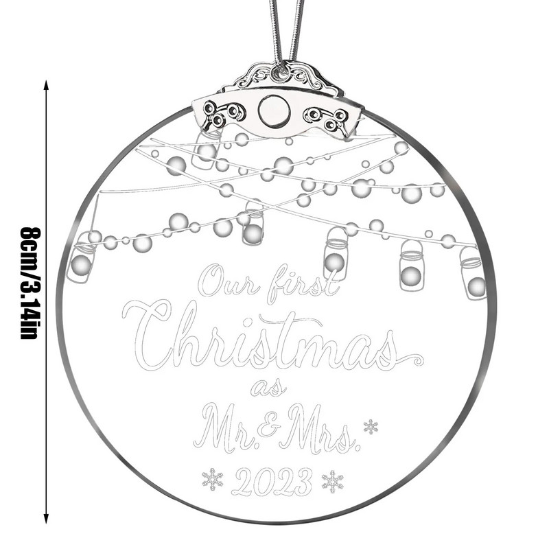 Ziemassvētku rotājums caurspīdīgs akrila apaļš kulons Ziemassvētku eglīšu kulonam Ziemassvētku rotājumi mājām Navidad 2024 Jaunais gads