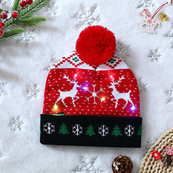 Χριστουγεννιάτικα καπέλα με φως LED κινούμενα σχέδια Άγιος Βασίλης Χιονάνθρωπος Άλκη Πλεκτό Χριστουγεννιάτικο Μαλακό Καπέλο Noel Καλά Χριστούγεννα Διακόσμηση Πρωτοχρονιάς
