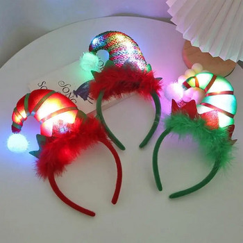 Χριστουγεννιάτικο LED Headband Christmas Elf Headbands Χριστουγεννιάτικες μπομπονιέρες για Πρωτοχρονιάτικο πάρτι Δώρα Φωτογραφίες Props Χριστουγεννιάτικη στολή για πάρτι