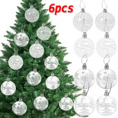 6gab./kaste Balta Ziemassvētku bumba Ziemassvētku eglītes piekarināmais kulons Plastmasas sniegpārsliņu bumbiņas Rotājumi mājām Jaungada Ziemassvētku dekorēšanai