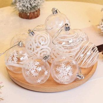 6 τεμ/κουτί Λευκή χριστουγεννιάτικη μπάλα Χριστουγεννιάτικο δέντρο κρεμαστό μενταγιόν Πλαστικές μπάλες νιφάδα χιονιού Στολίδι για το σπίτι Πρωτοχρονιάτικη Χριστουγεννιάτικη Διακόσμηση