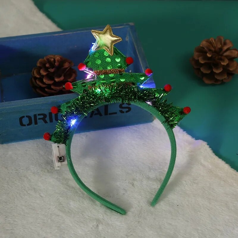 Božićni ukrasi Svjetleće rogove Svjetleće trake za kosu Bijela pahuljica Lagana traka za glavu za djevojčice Rođendanska zabava Božićni DIY dodaci za kosu
