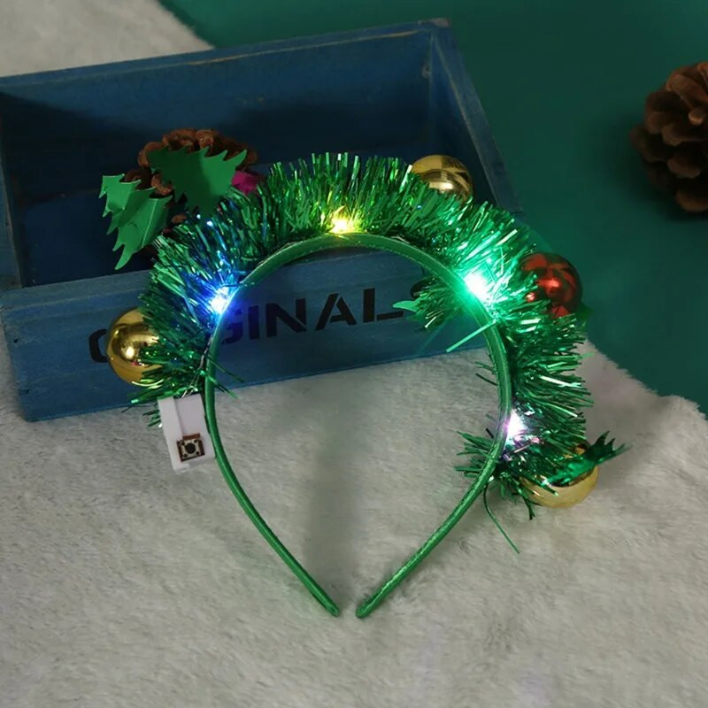 Božićni ukrasi Svjetleće rogove Svjetleće trake za kosu Bijela pahuljica Lagana traka za glavu za djevojčice Rođendanska zabava Božićni DIY dodaci za kosu
