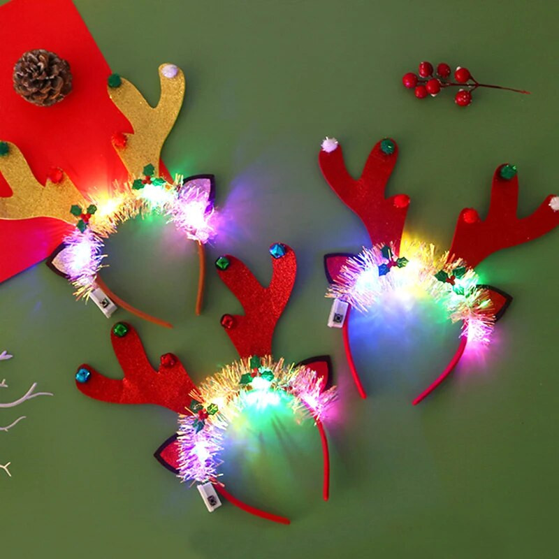 Ziemassvētku rotājums mirdzoša matu lente Led gaismas galvas lente XmasTree galvas saite Priecīgus Ziemassvētku vakaru naktsgaismas galvassegas bērniem