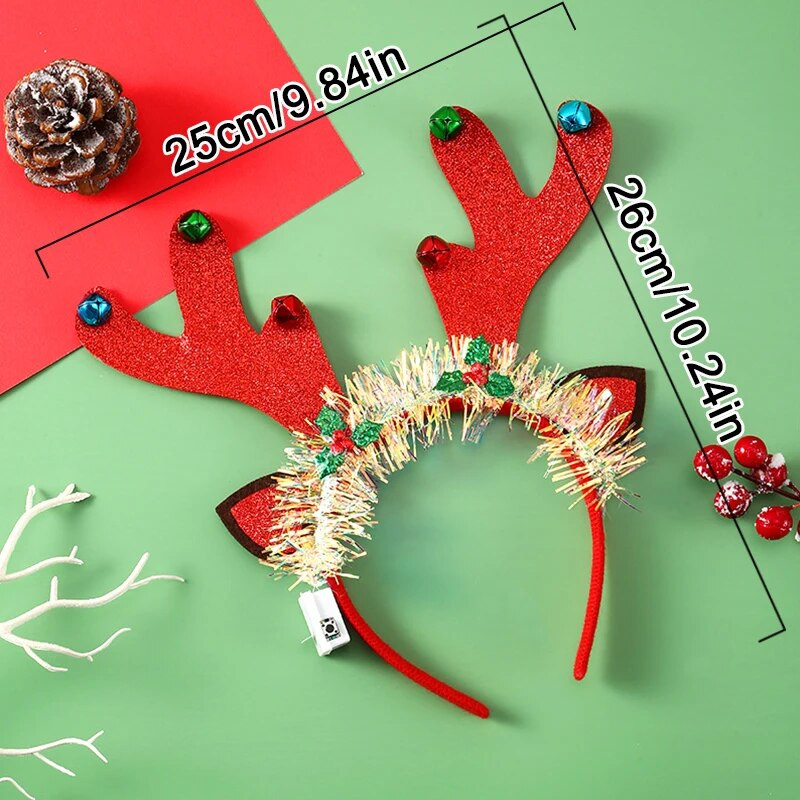 Ziemassvētku rotājums mirdzoša matu lente Led gaismas galvas lente XmasTree galvas saite Priecīgus Ziemassvētku vakaru naktsgaismas galvassegas bērniem