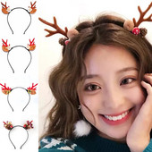 Božićna traka za glavu za žene Traka za kosu od rogova sobova Slatki božićni obruč za kosu Party Novogodišnji dekor Rekviziti za fotografije Dodaci za kosu