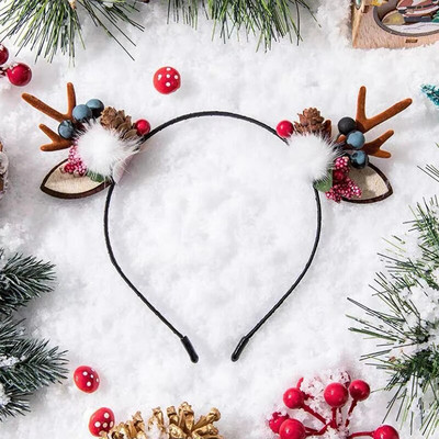 Božićna traka za glavu za žene Traka za kosu od rogova sobova Slatki božićni obruč za kosu Party Novogodišnji dekor Rekviziti za fotografije Dodaci za kosu