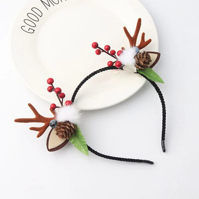 Božićna traka za glavu za žene Traka za kosu od rogova sobova Slatki božićni obruč za kosu Party Novogodišnji dekor Rekviziti za fotografije Dodaci za kosu