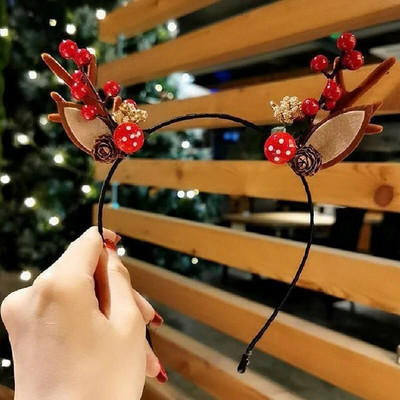 Božićna traka za glavu za žene Traka za kosu od rogova sobova Slatki božićni obruč za kosu Party Novogodišnji dekor Rekviziti za fotografije Dodaci za kosu