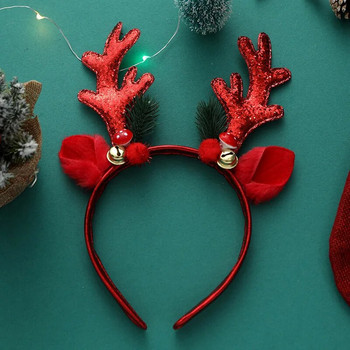 Christmas Elk Sequin Hair Band Xmas Antler Bell Headband Χαρούμενα Χριστούγεννα Δώρα Noel Natal Navidad Καλή Πρωτοχρονιά Photo Props