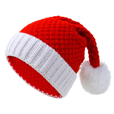 Ziemassvētku trikotāžas cepure Jauka Pom Pom Pieaugušajiem Bērni Mīksta Beanie Ziemassvētku vecīša cepure Dāvana Jaungada ballīte Navidad Noel Ziemassvētku dekors