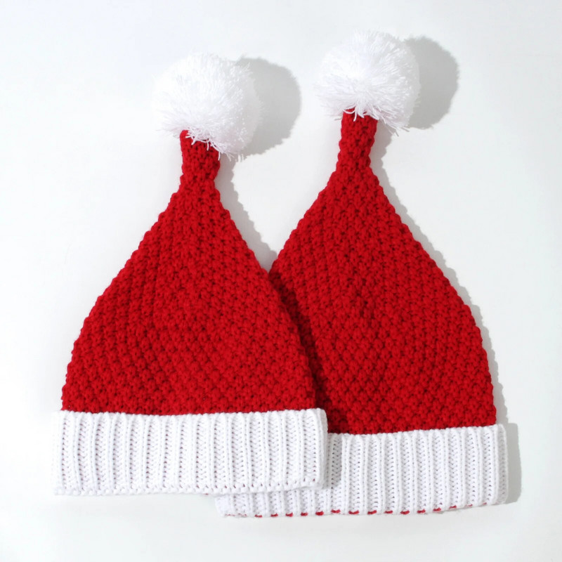 Ziemassvētku trikotāžas cepure Jauka Pom Pom Pieaugušajiem Bērni Mīksta Beanie Ziemassvētku vecīša cepure Dāvana Jaungada ballīte Navidad Noel Ziemassvētku dekors